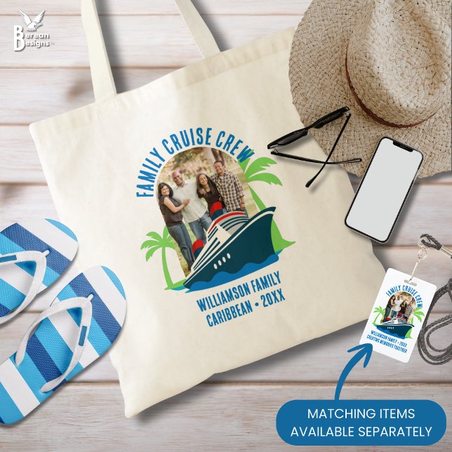 FAMILY CRUISE CREW Photo Destination Vacation Tragetasche (FAMILY CRUISE CREW Personalized photo tote bag for destination holidays)
