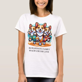 Family Cruise Funny Corgi Hunde Sommerurlaub T-Shirt