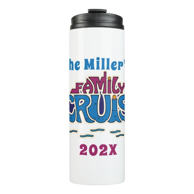 Family Cruise Word Art Custom Thermosbecher (Vorderseite)