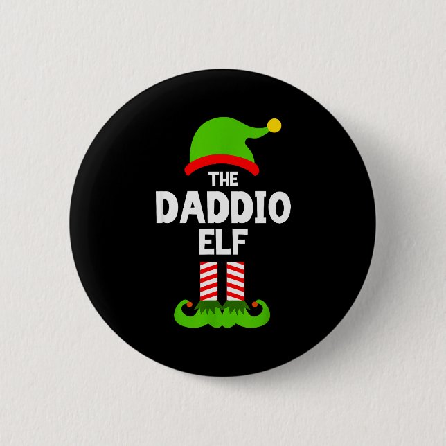 Family Daddio Elf Christmas Matching Pajama Funny  Button (Vorderseite)