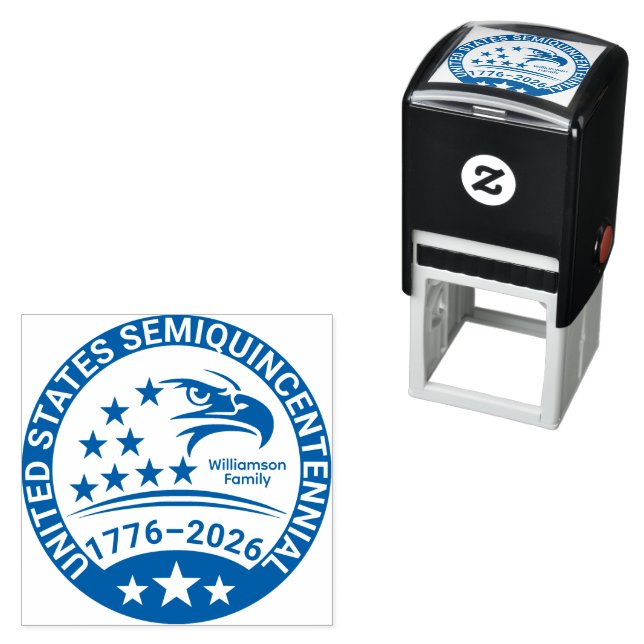 Family Eagle 1776–2026 Patriotic Address Seal Mark Permastempel (Beispiel)
