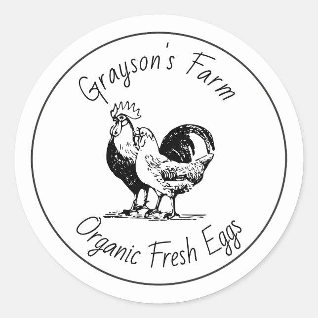 Family Farm Organic Fresh Eggs Runder Aufkleber (Vorderseite)