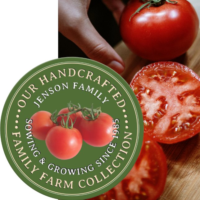 Family Farm Produire des tomates Étiquettes sur le (Créateur téléchargé)