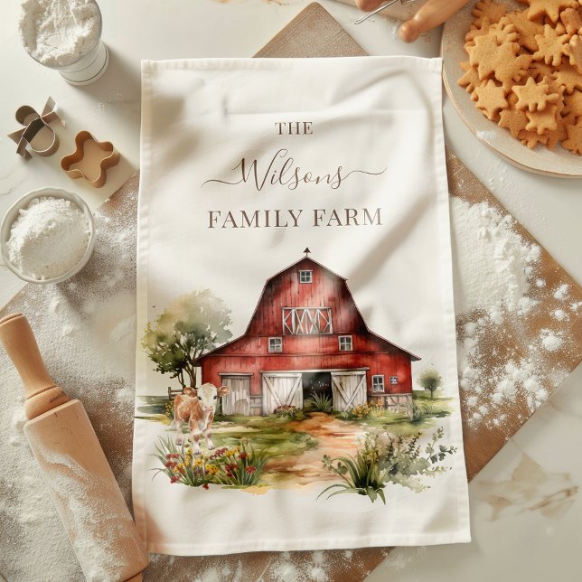 Family Farm Rustic Barn Cute Country Farm  Geschirrtuch (Von Creator hochgeladen)