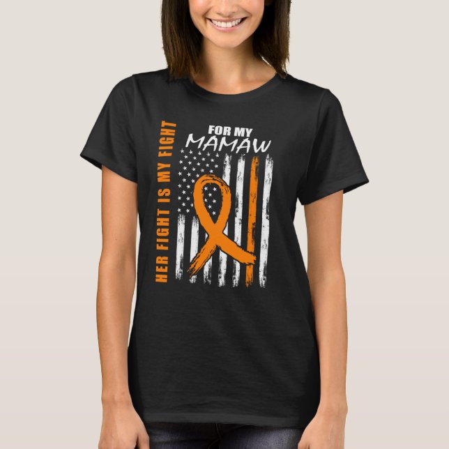Family Fight Mamaw Leukemia Awareness American Fla T-Shirt (Vorderseite)
