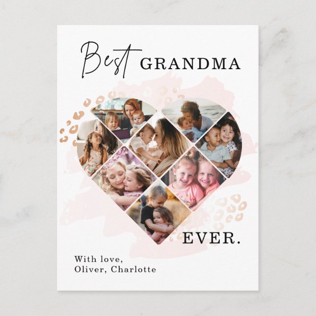 Family Foto Bestes Oma je Herz Gestalt 8 Foto Ankündigungspostkarte (Vorderseite)
