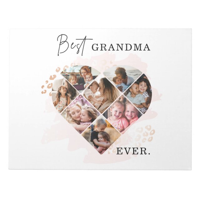 Family Foto Bestes Oma je Herz Gestalt 8 Foto Notizblock (Vorderseite)