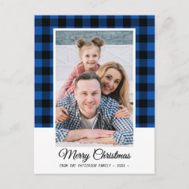 Family Foto Blue Buffalo Kariert Frohe Weihnachten Postkarte