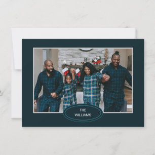 Family Foto Blue Pajamas Gerahmte Weihnachtskarte