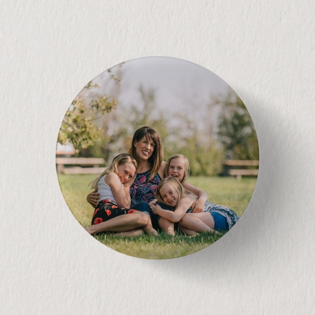 Family Foto Einfaches Personalisiert Button (Vorderseite)