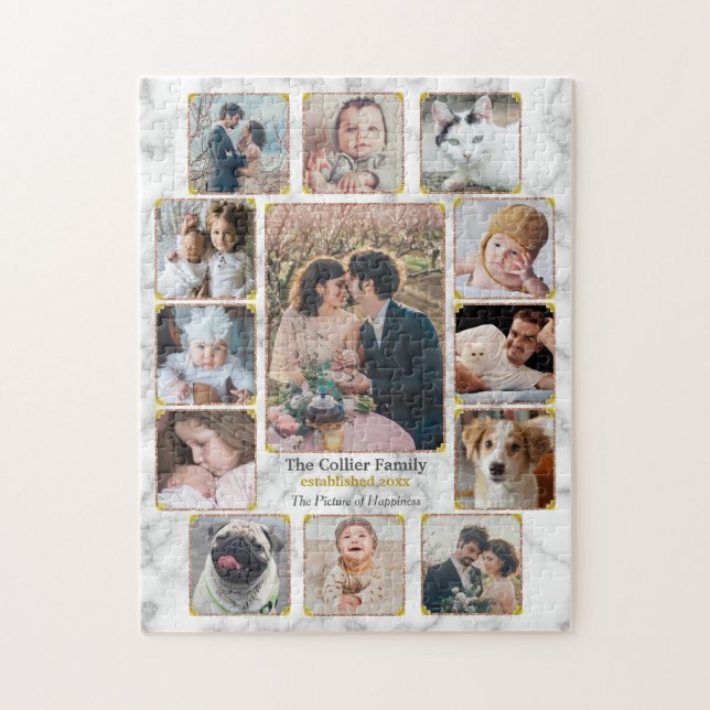 Family Foto Foto Elegant Marble Custom 13 Peaks (Vertikal)
