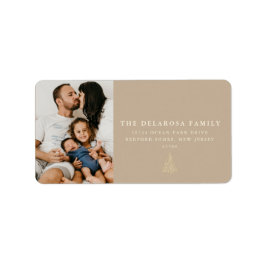 Family Foto Gold Weihnachtsbaum Kraft Label Adressaufkleber