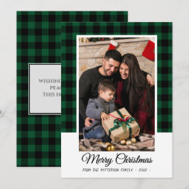 Family Foto Green Buffalo Kariert Frohe Weihnachte Karte