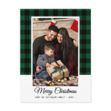 Family Foto Green Buffalo Kariert Frohe Weihnachte