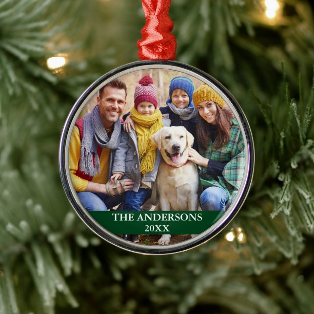 Family Foto Green Ornament Aus Metall (Baum)