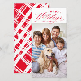 FAMILY FOTO Happy Holidays Kalligraphie rot Feiertagskarte