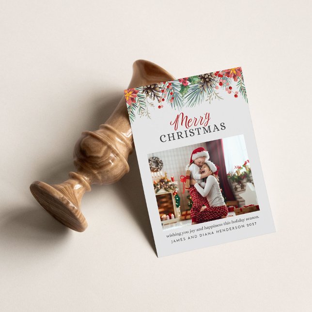 Family Foto Kariert Frohe Weihnachten Red Gingham (Von Creator hochgeladen)