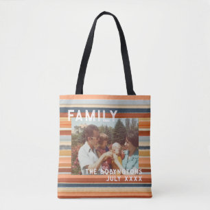 Family Foto Keepake boho Retro Strip Typografie Tasche