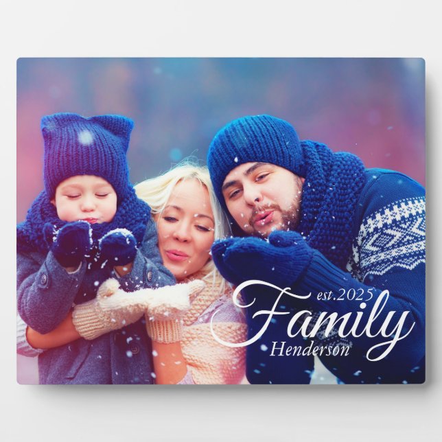 Family Foto Modernes Kalligrafie Minimalistisch Fotoplatte (Vorderseite)