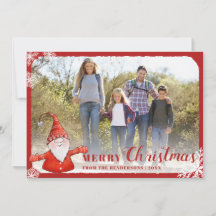 Family Foto Niedlich Gnome Rot Frohe Weihnachten