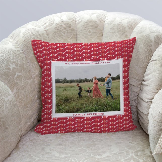 Family Foto Red Christmas Joy Kissen (Von Creator hochgeladen)