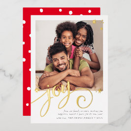 FAMILY FOTO Spaß elegante Kalligraphie JOY goldgro Folien Feiertagskarte