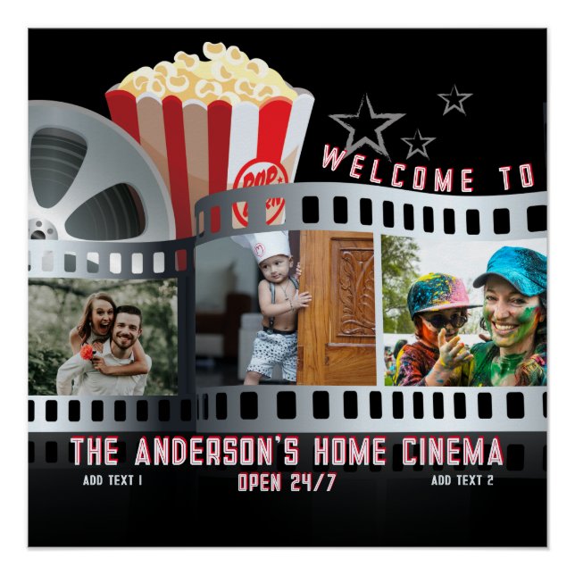 Family Fotos Filmabend Zuhause Cinema Theater rund Poster (Vorderseite)