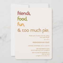 Family, Friends, Turkey, Pie Modern friendsgiving Einladung