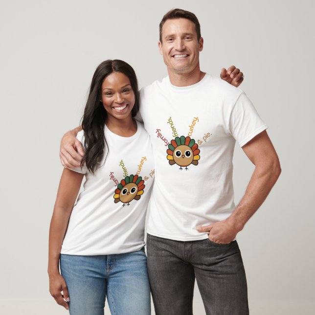 Family Friends Turkey Pie | Modern Thanksgiving  T-Shirt (Unisex)