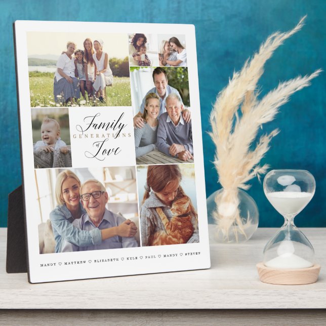Family Generations of Love Custom 7 Photo Collage Fotoplatte (Seite)