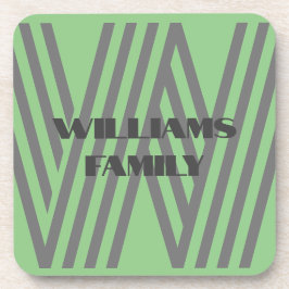 FAMILY GIFT MINT GREEN GRAY MONOGRAM GETRÄNKEUNTERSETZER