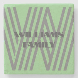 FAMILY GIFT MINT GREEN GRAY MONOGRAM STEINUNTERSETZER