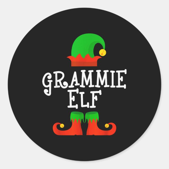 Family I'm The Grammie Elf Christmas Matching Paja Runder Aufkleber (Vorderseite)