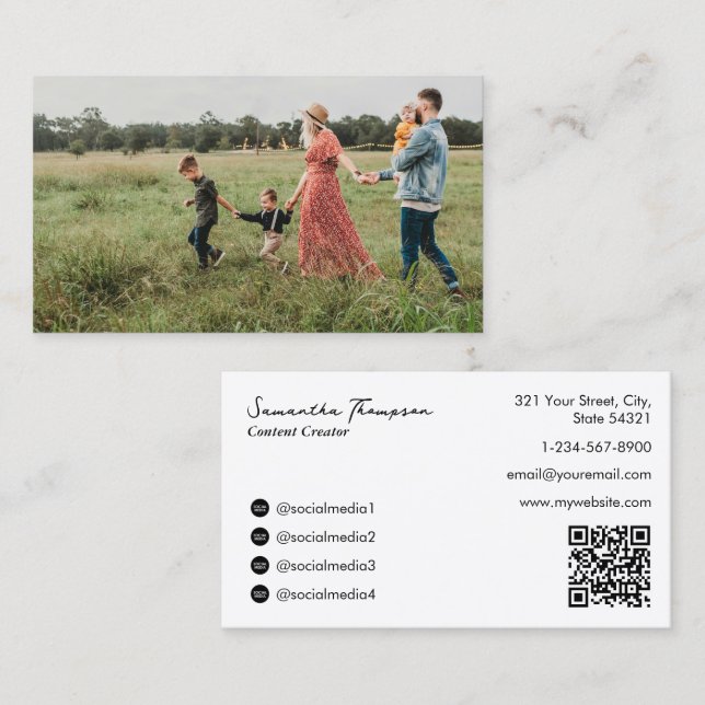 Family Influencer Blogger Influencer Full Foto Visitenkarte (Vorne/Hinten)