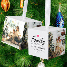 Family is Everything Modern Merry Christmas Photo Würfelornament