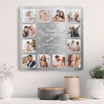 Family Is Everything Quote Family Photo Silver Quadratische Wanduhr<br><div class="desc">Easily create your own personalized silver metallic modern style wall clock with your custom photos. The design also features a beautiful handwritten script quote: "Family is everything". For best results,  crop the images to square - with the focus point in the center - before uploading.</div>