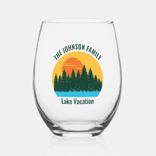 Family Lake House Sunset Personalisiert Weinglas Ohne Stiel