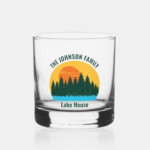Family Lake House Sunset Personalisiert Whiskyglas