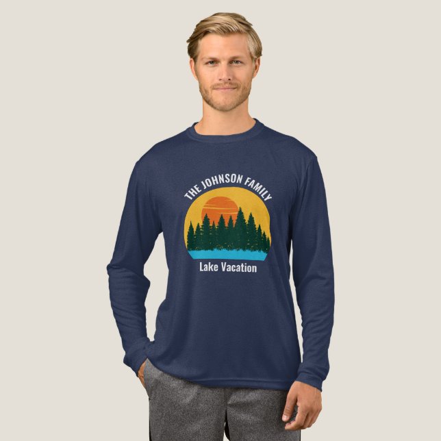 Family Lake Trip Sunset Custom Long Sleeve Tri-Blend Shirt (Volle Vorderseite)