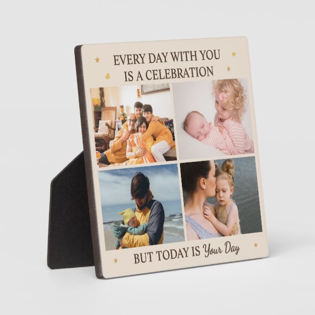 Family Love – 4 Photo Son & Daughter Day Plaque Fotoplatte (Vorderseite)