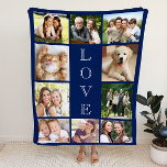 Family Love Multi-Photo Collage Personalized Blue Sherpadecke<br><div class="desc">A photo collage keepsake that your family will treasure and enjoy for years. You can personalize with ten family photos. "LOVE" is written vertically down the middle in white typography against a blue background.</div>