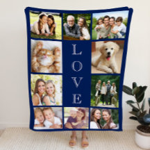 Family Love Multi-Photo Collage Personalized Blue