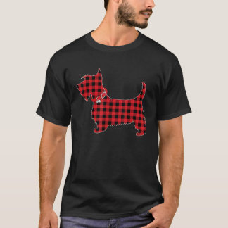Family Matching Buffalo Plaid Scottie Dog Christma T-Shirt
