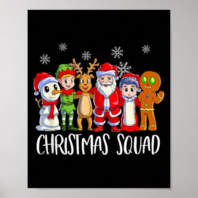 Family Matching Christmas Squad Santa Reindeer Elf Poster (Vorne)