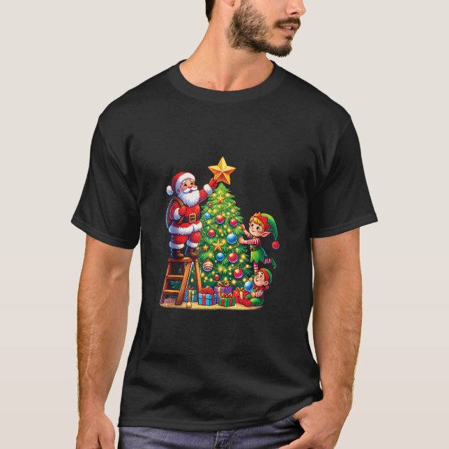 Family Matching Santa Elf Squad Decorating Christm T-Shirt (Vorderseite)