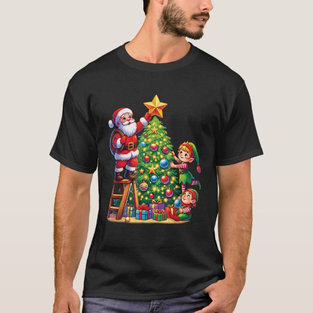 Family Matching Santa Elf Squad Decorating Christm T-Shirt (Vorderseite)
