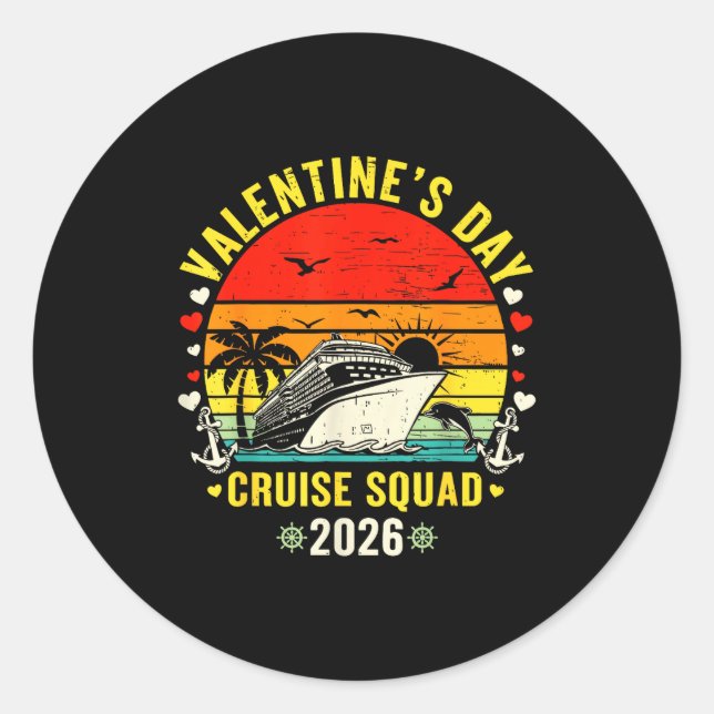 Family Matching Valentines Day For Couples Cruise  Runder Aufkleber (Vorderseite)
