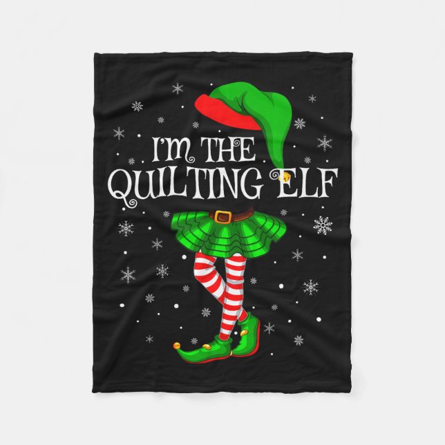 Family Matching Women Girls I'm The Quilting Elf C Fleecedecke (Vorderseite)