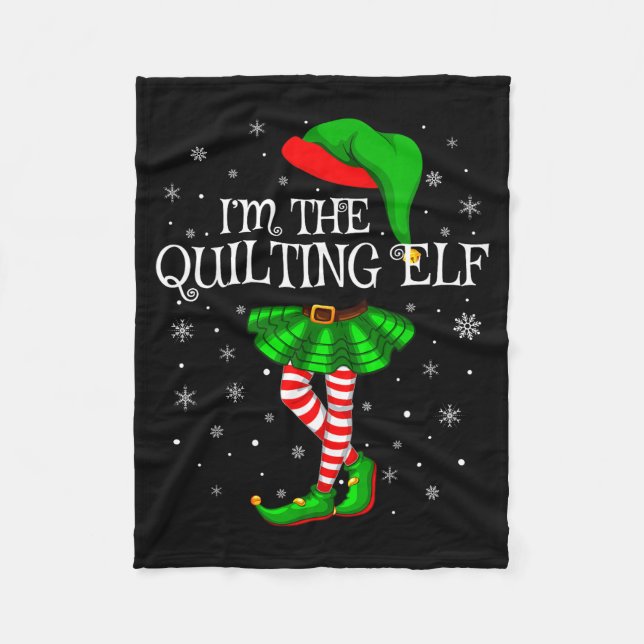Family Matching Women Girls I'm The Quilting Elf C Fleecedecke (Vorderseite)