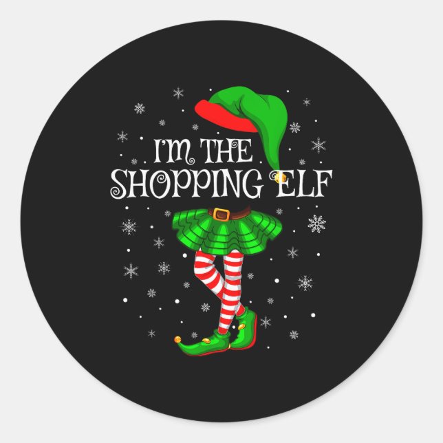 Family Matching Women Girls I'm The Shopng Elf Chr Runder Aufkleber (Vorderseite)